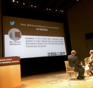 Bill and Marcel Drimer take questions from Twitter during live stream of First Person at the US Holocaust Museum